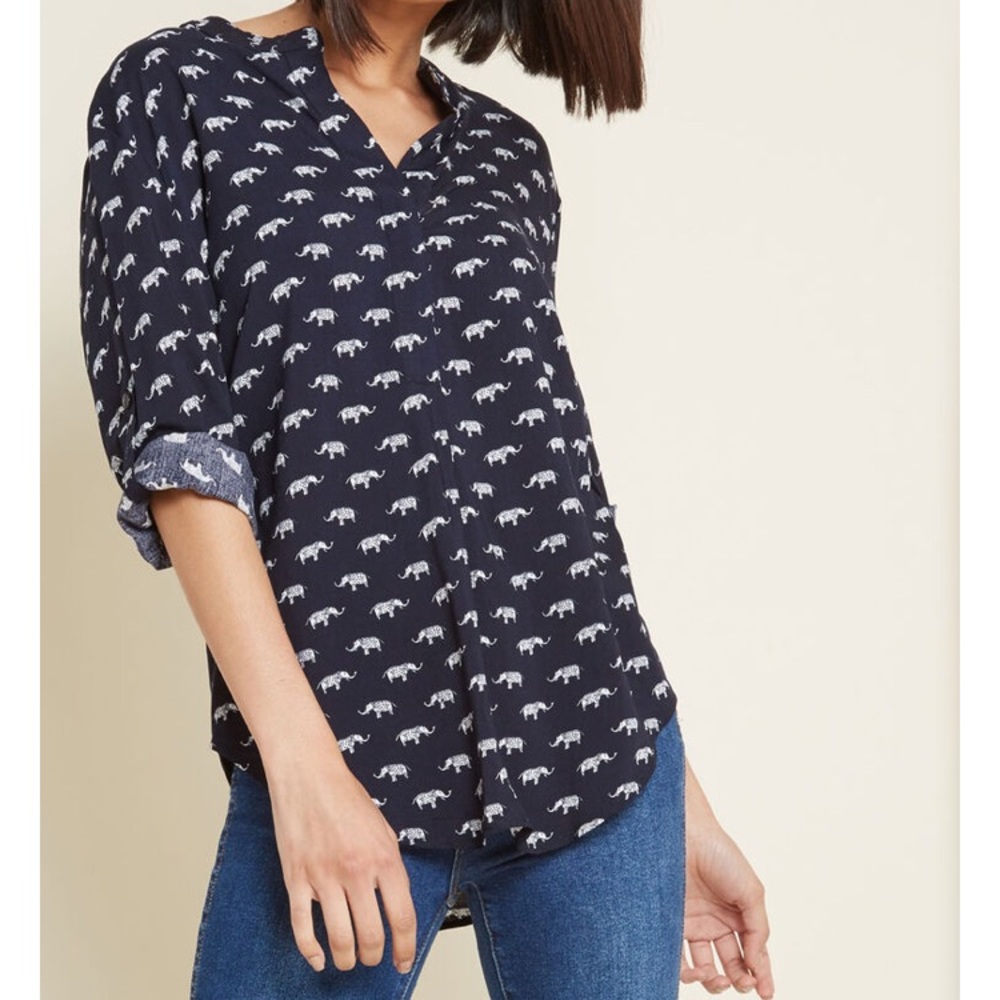 Cute unique animal print ModCloth elephant blouse